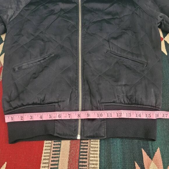 IRO Flint Bomber Jacket Womens 36 US Small Black Satin Full Zip Quilted Oversize - Picture 8 of 9